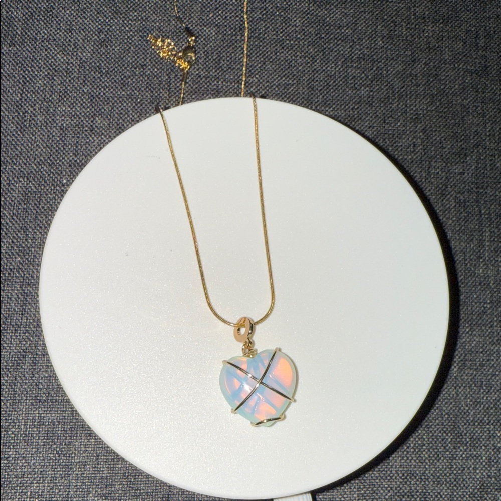 Opalescent Pendant with Elegant Gold Necklace